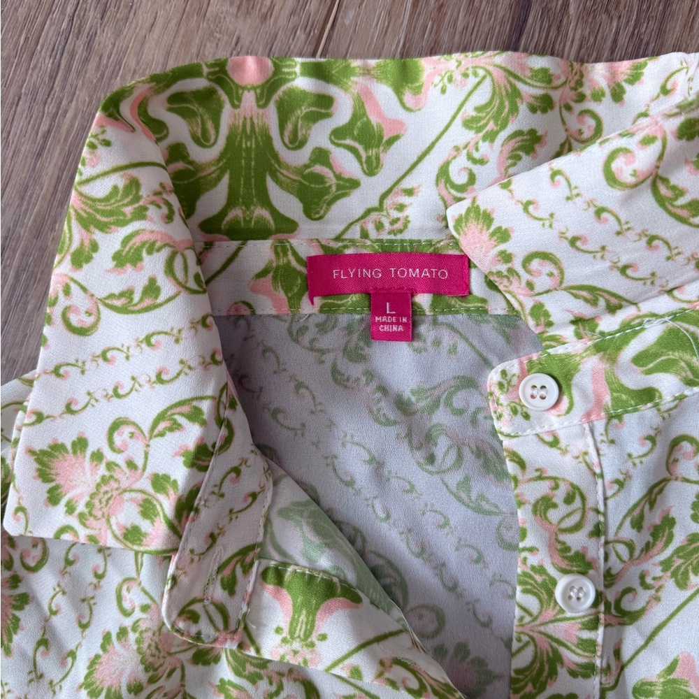 Flying Tomato Green and Pink Floral Blouse - Picture 2 of 4